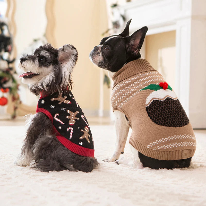 Christmas Dog Sweater - Knit Turtleneck Pullover for Small Dogs & Cats