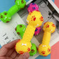 Paw Print Dumbbell Dog Chew Toy - Squeaky Teeth Cleaning Non-Toxic PVC