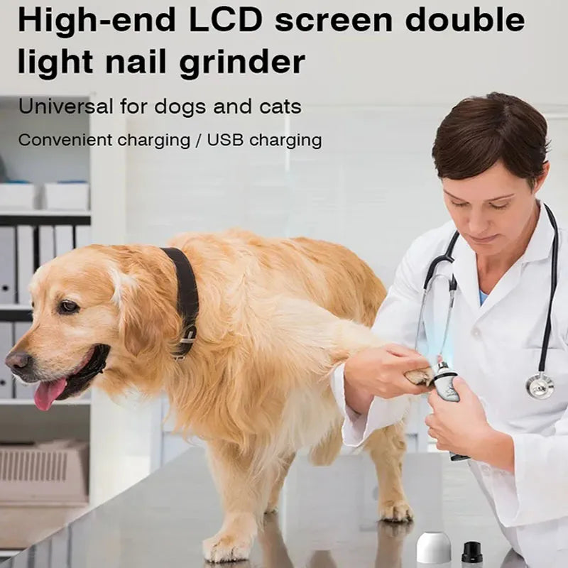 Electric Pet Nail Grinder with LED Light - USB Rechargeable for Dogs & Cats
