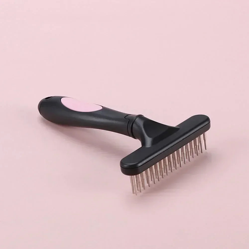 Double Row Pin Deshedding Brush - Undercoat Rake for Dogs & Cats