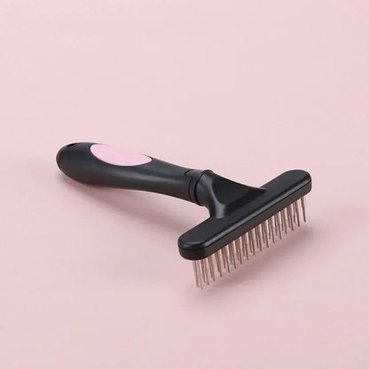 Double Row Pin Deshedding Brush - Undercoat Rake for Dogs & Cats