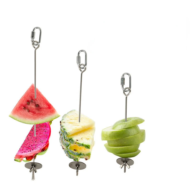 Stainless Steel Bird Food Holder - Fruit & Vegetable Skewer for Parrots