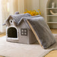 Foldable Winter Cat Cave Bed - Warm Chihuahua House & Basket