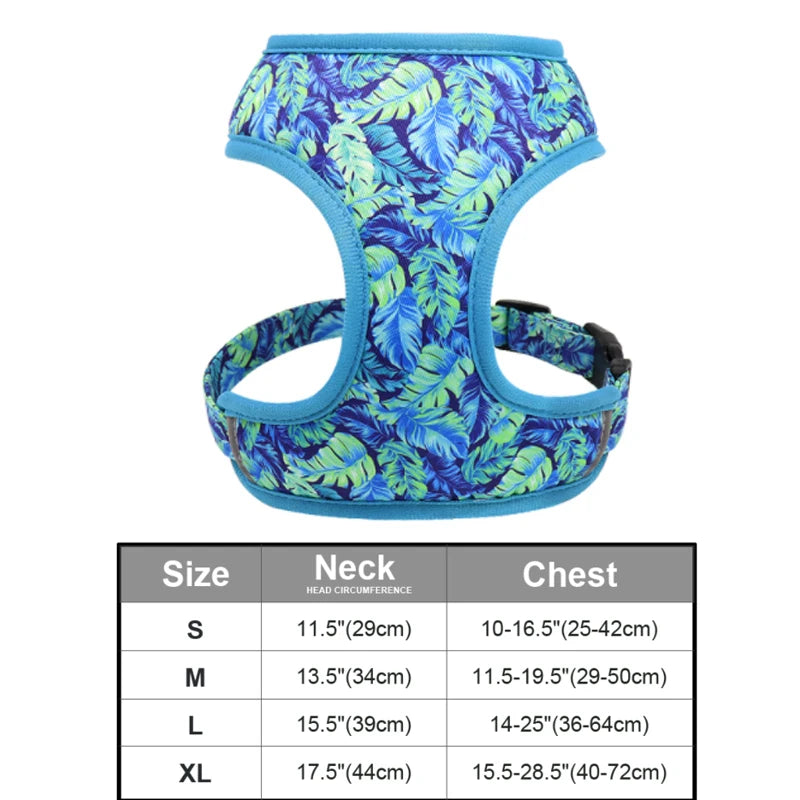 Floral Dog Harness & Leash Set - Adjustable Forest Print for All Dog Sizes